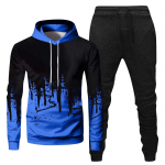 Meeste kapuutsiga spordidress, Unisex, kaheosalised jooksuriided, pikkade varrukatega pulloverid, pusad ja dressip&uuml;ksid L sinine