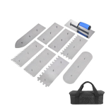 9 tk Vahetatav plaatimispahtlite komplekt Roostevabast terasest Ergonoomiline k&auml;epide hoiukarbiga Viimistluspahtel seinale 1 gray