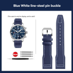 20 21mm Kella rihm Iwc Pilot Little Prince IW327004/IW377714 Mark16/17/18 Portuguese Ehtne nahkrihm nahk k&auml;ev&otilde;ru 21mm blue