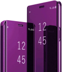 Peegelnahast Rahakott-&uuml;mbris Samsung Galaxy Z Fold 7 6 5 4 3 5G jaoks Jalatugi P&otilde;rutuskindel Kriimustusvastane &Otilde;huke L&auml;bipaistev Kaitsekate Galaxy Z Fold7 lilla