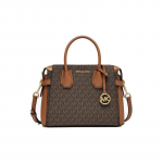 MICHAEL KORS Mercer presb&uuml;oopiline kiri LOGO t&ouml;&ouml;le k&auml;iv retro veisenahast k&auml;ekott v&auml;ike suurus naiste tume pruun/t&otilde;rumaroon pruun