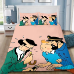 Tintini Seiklusjutud Laste Tekikott Komplekt King Queen Double Twin Single Voodi Linane Komplekt 135x200cm black