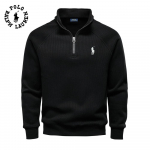 Ralph Lauren 2026 Uus S&uuml;gis/Talv Tikandiga Poollukuga Kapuutsiga S&auml;rk Seisva Kraega Trendikas Mitmek&uuml;lgne Pl&uuml;&uuml;sist Meeste Kapuutsiga S&auml;rk S must