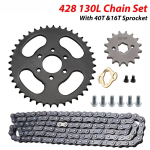 428 130L Ketasikomplekt 16T esihamba ja 40T tagahamba hammasrattaga 125cc 150cc 200cc 250cc ATV Go Kart UTV Buggy Quad Mootorratas 428 130L Chain Set gray