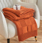 Kootud pleed, Oliiviroheline ruuduline pleed diivanile, Pehme hubane soe kootud pleed voodi, diivani, elutoa jaoks 130X160CM beige