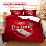 FC Thun Mustriga Voodipesu Tekikott Komplekt Kodu Kaunistus Kingitus (1 * tekikott + 2 * padjap&uuml;&uuml;ri ilma s&uuml;damikuta) 135x200cm white