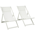 2 kokkupandava alumiiniumist lamamistooli komplekt 5-asendilise reguleeritava seljatoe ja peatoega 60x100x85 cm Valge 60 x 100 x 85 cm