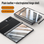 Galvaniseeritud vedruga hingedega sile nahast &uuml;mbris Samsung Galaxy Z Fold 8 jaoks, t&auml;ielikult kattev esiklaasi kaitsekate Galaxy Z Fold 8 gray