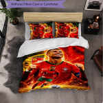 Cristiano Ronaldo 3-osaline voodipesukomplekt Pehme tekikottikomplekt padjap&uuml;&uuml;ridega Tr&uuml;kitud magamistoa sisustuskomplekt koju 135cm*200cm