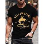 Meeste Yellowstone Dutton Ranchi Rodeo T-s&auml;rk - Vintage L&auml;&auml;nelik Graafiline T-s&auml;rk koos EST-iga. 1886 Montana Prindi, Pehme Hingav &Uuml;mmarguse Kaelusega S&auml;rk M must