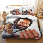 Kohandatav Bud Spencer Terence Hill Voodipesu Komplekt, 3D Prinditud filmit&auml;he Tekikatted Padjap&uuml;&uuml;rid Tekk Voodipesu Komplekt Voodipesu 140x200cm black