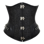 Kunstnahast underbust korsett V&ouml;&ouml;koht kontrolliv gooti korsetid V&ouml;&ouml;kohta kitsendav bustier Steampunk tikandiga L&uuml;hike v&ouml;&ouml;koht treener XXXL must