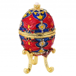 Punase emailiga Faberge lihav&otilde;ttemunade ehtekarp abielus&otilde;rmuse hoiukonteiner 5 x 10cm punane