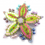 Les Tr&eacute;sors De Lily [J8102] - Broche Cr&eacute;ateur 'Bohemian Rhapsody' vert multicolore roheline