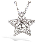 Les Tr&eacute;sors De Lily [N5381] - h&otilde;bedane kaelakee  Star  h&otilde;bevalge (roodiumiga kaetud) - 11x11 mm h&otilde;be