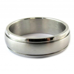 Bague alliance acier 'Peaceful' gris argent&eacute; - 7 mm 56 h&otilde;be