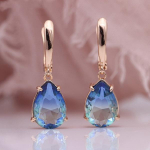 Chic Rose Gold Color Natural Gemstone Blue Turmaline K&otilde;rvar&otilde;ngad Water Drop Dangle K&otilde;rvar&otilde;ngad