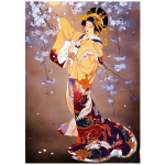 Teemantmaal  Jaapani naine  T&auml;is&uuml;mmarguse puuriga seinakaunistus Vaigust kivist tikandid 20X30CM