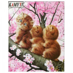 Teemantmaal Ristpistes Loom Kolm kassi Mustrid Teemantmosaiik Kirsside pilt Seinakaunistused Kingitused 20X30CM