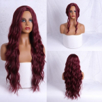 MISS PARUK naiste moodne pikk laineline parukas ilma tukkideta s&uuml;nteetilisest kiust laineline parukas Must punane vein pruun blond v&auml;rv naistele 27