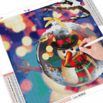 Ruudukujuline &uuml;mmargune puur 5D teemantmaaling j&otilde;ulude lumememm keskkonnas&otilde;bralik k&auml;sit&ouml;&ouml; teemanttikandid maastik Wal-kunst Full Round （30x30CM）