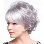 Naiste vanaema hall l&uuml;hike lokkis parukas s&uuml;nteetiline juuksepael kohev matt wig