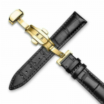 Ehtsast nahast k&auml;ekellarihma komplekt Elegantne 18/20/22/24mm kinnitusklambriga liblikpandla isetegemine Gold Buckle-20mm