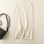 Naiste kevadised kividest kootud Midi seelik, keskmise pikkusega k&otilde;rge v&ouml;&ouml;kohaga must hall aprikoos, &uuml;ks suurus One Size must