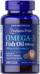 Puritan's Pride, Omega-3 Fish Oil 1000 mg (300 mg Active Omega-3). 100 cap