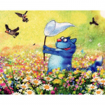 5D DIY teemantmaaling Sinise kassi maastik Teemanttikandid T&auml;ismosaiigikomplektid Ristpistes Kodukaunistus K&auml;sitsi valmistatud kingitused Round 20x30cm