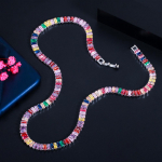 WWJ &scaron;ikk mitmev&auml;rviline vikerkaare baguette kuupmeetrist tsirkooniumoksiidist &uuml;mmargune kaelakee naistele kihluspeo Boho ehted valge kulla v&auml;rv