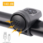 Uus USB-taaslaetav jalgratta mootorratta elektriline helisignaal, 4 režiimiga m&auml;girattas&otilde;idu h&auml;iresignaali sarve jalgrattatarvikud 1pc must