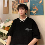 Meeste l&uuml;hikeste varrukatega T-s&auml;rgid Graafilise tr&uuml;kiga Mood Poole varrukatega T-s&auml;rgid Meeste Riided Vabaaja T-s&auml;rgid Meeste Suvised Korea retro Topid M must