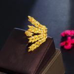 Reguleeritava suurusega CMM ehteavaga Imeilusad Suured Tursked Leheoksad Kuubiku Tsirkooniumoksiidist Gooti peopulmar&otilde;ngad Naistele Adjustable kollane