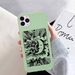 Funny Sun Moon Face telefoni&uuml;mbris iPhone 11 12 13 Mini Pro Xs Max 8 7 6 6S Plus X XR Solid Candy Color Case jaoks iphone 6 6s