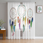 Roosa Dream Catcher Circle Sulg Sifoonist l&auml;bipaistvad kardinad elutuppa Magamistoa Kodukaunistuseks Aken Voile t&uuml;llkardinad 1 PCS W100XH250cm