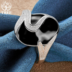 925 Sterling Silver AAA tsirkoonepoksiidmust s&otilde;rmuse ehted 7#