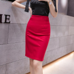 Moodne &otilde;huke naiste pliiatsseelik Office Lady must seelik J201 3XL punane