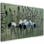 Kolmeosalise pildiga l&otilde;uendiprint Cranes Birds Water Nature 60x40 roheline