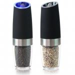 Gravity elektriline paprika- ja soolaveski komplekt, reguleeritav j&auml;medus, LED-valgusega akutoitel, &uuml;he k&auml;ega automaatne t&ouml;&ouml; 2pc must