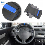 Car Steering Wheel Cover Leather Trim Black with blue strip For Peugeot 207 Expert Partner For Citroen Berlingo Jumpy