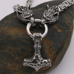 Roostevabast terasest ruudukujuline kett Hundi kaelakee Vintage Norra Viking Odin Celtic Thori Haamri ripats Meeste Peoratta amuleti ehted 50CM