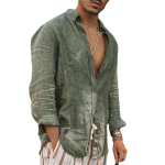 S&uuml;gisene meeste &uuml;hev&auml;rviline puuvillane linane l&otilde;dvestunud polo-krae pikkade varrukatega kardigan rannas&auml;rk meeste S roheline