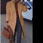 S&uuml;gis- ja talvine keskmine villane naiste mantel Multi Grain villane mantel L khaki