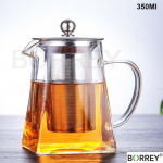 BORREY kuumakindlast klaasist teekann roostevabast terasest teejootmise filtriga lilleline teekeetja Kung Fu teekomplekt Puer Oolong teekann 350Ml