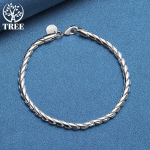 925 Sterling h&otilde;be 4mm Snake Chain kruviga k&auml;ev&otilde;ru ehted 20cm