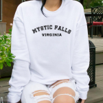 Retro Mystic Falls Virginia dressipluus The Vampire Diaries Hoodie Vintage Salvatore Crewneck dressipluusid TVD Vampire F&auml;nni kingitus S valge