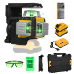 12 rida 3D laseri nivelleeriv isetasanduv 100 jalga v&auml;listingimustes, vastupidav siseruumides rohelise kiire ristjoonega laser kollane