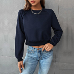 &Uuml;mara kaelusega &uuml;hev&auml;rviline naiste pusa pikkade varrukatega l&uuml;hike vabaaja topp XS must