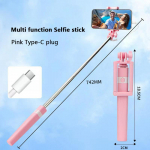 Juhtmega juhitav selfipulk, mis sobib C-t&uuml;&uuml;pi pistikupesaga mini kaasaskantav selfie stick
